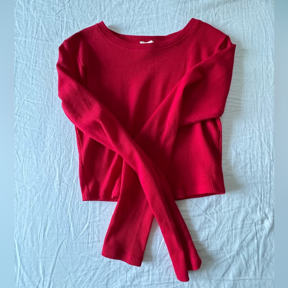 Brandy Melville cropped red long sleeve shirt